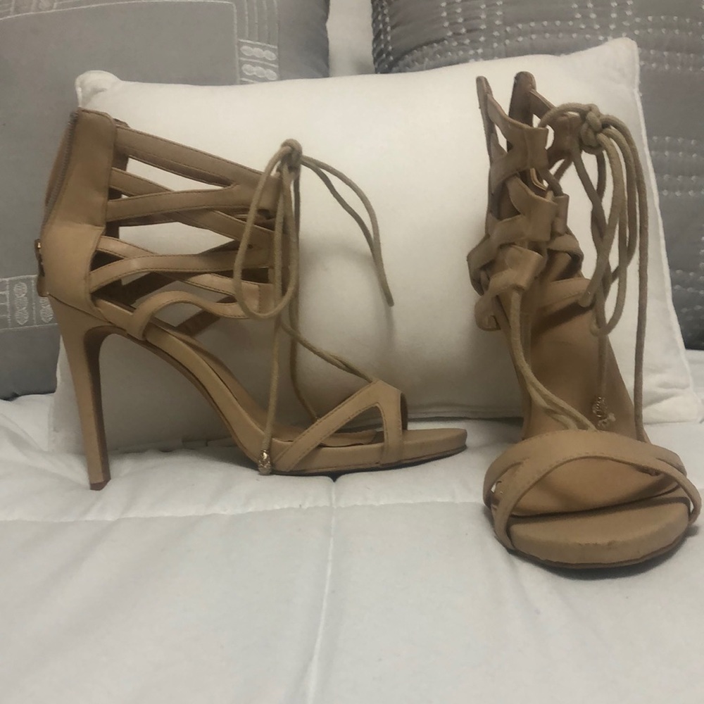 Tan strapped heels, size 8, Charlotte Russe